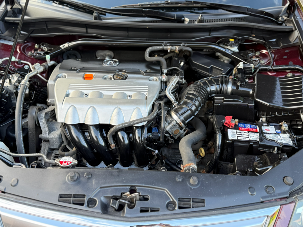A close up of an engine of a car