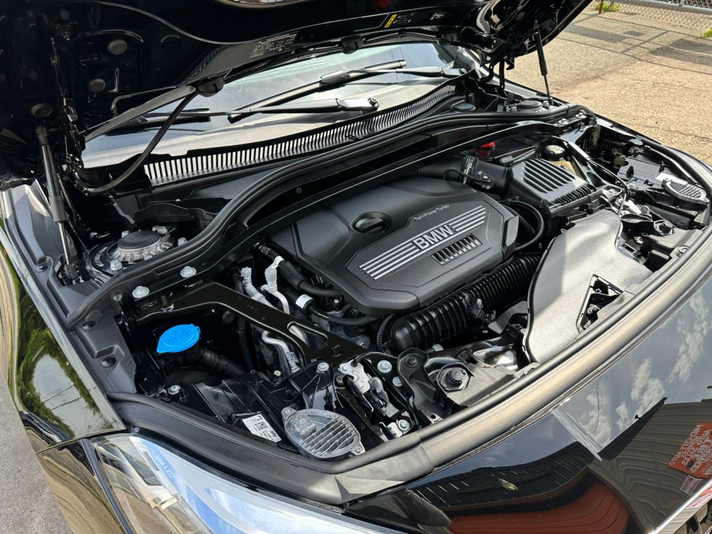 A close up of an engine of a car