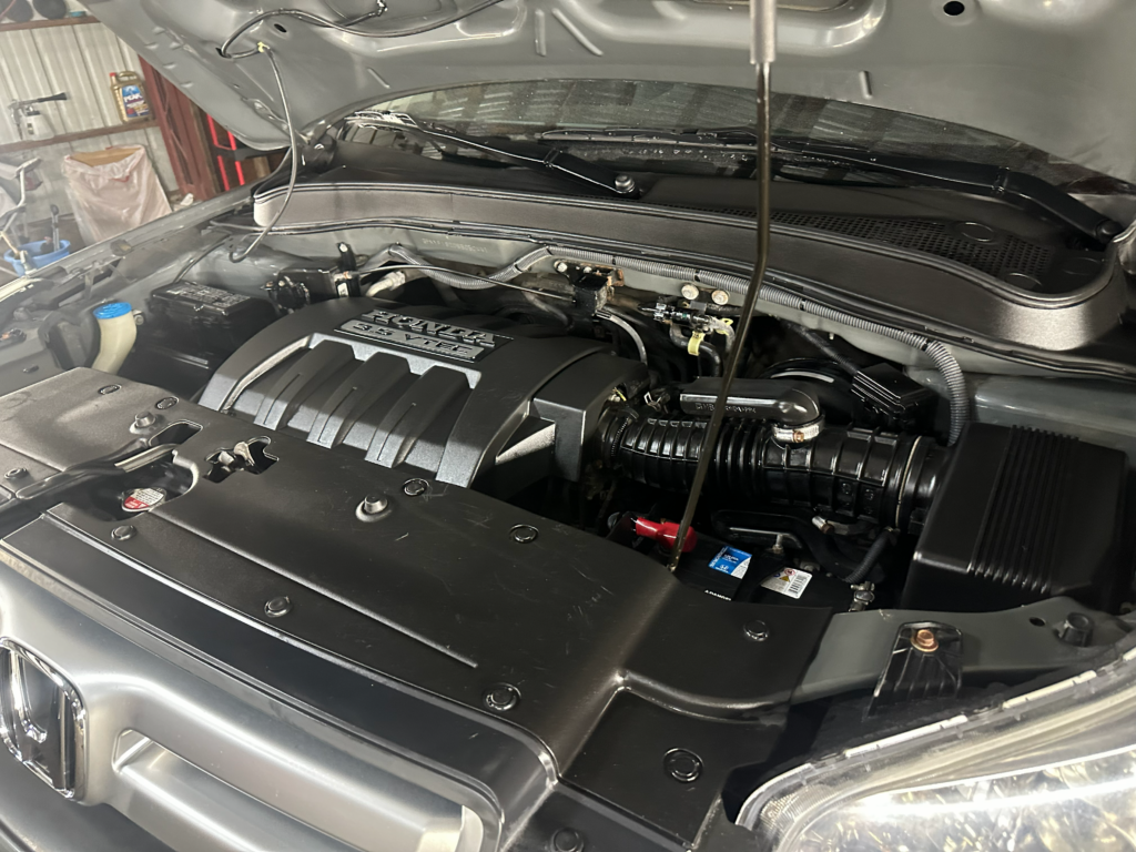 A close up of an engine of a car