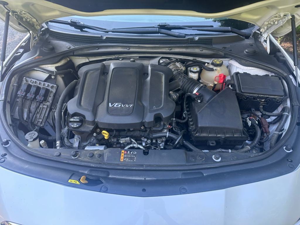 A close up of an engine of a car