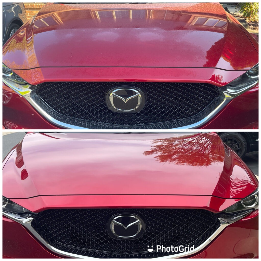 Car paint correction process restoring gloss and removing scratches